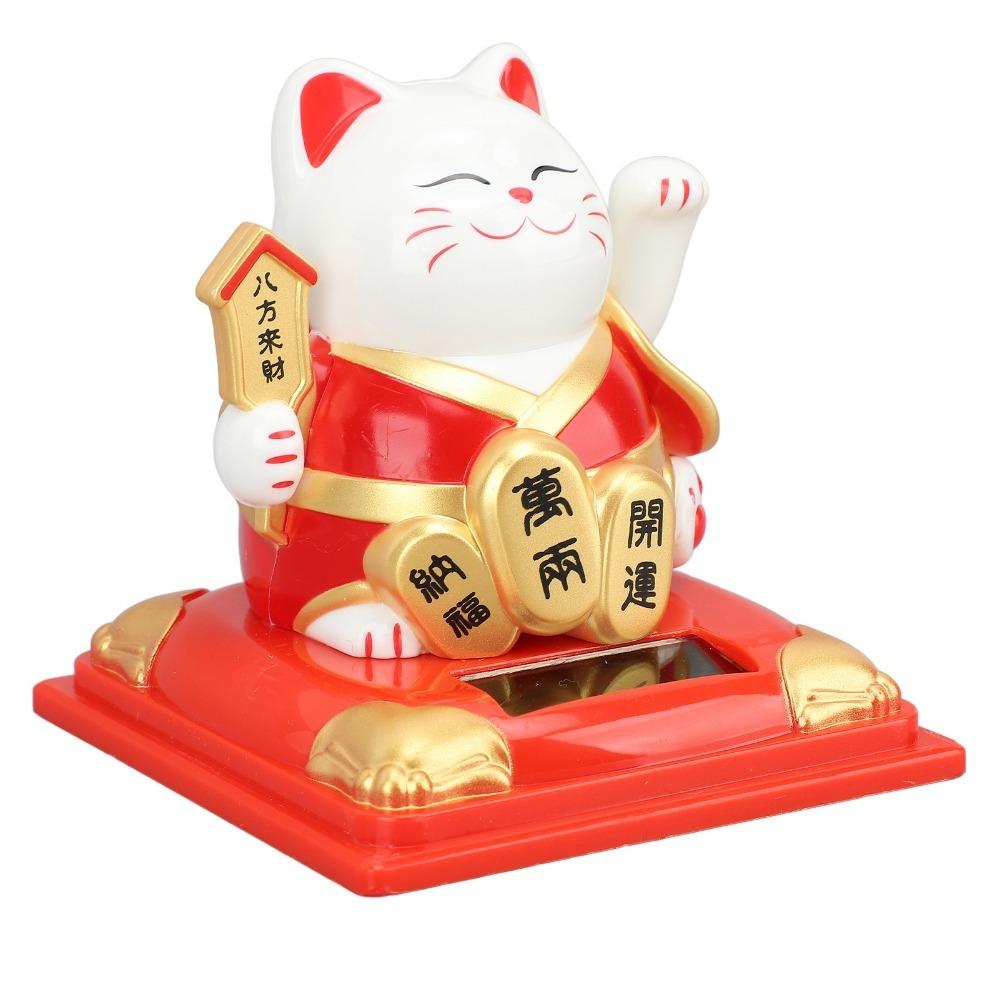 Red & Blue Mini Desktop Fortune Cat 3.19x3.86in Car Dashboard Cat Ornament Home Corner Ornament красный