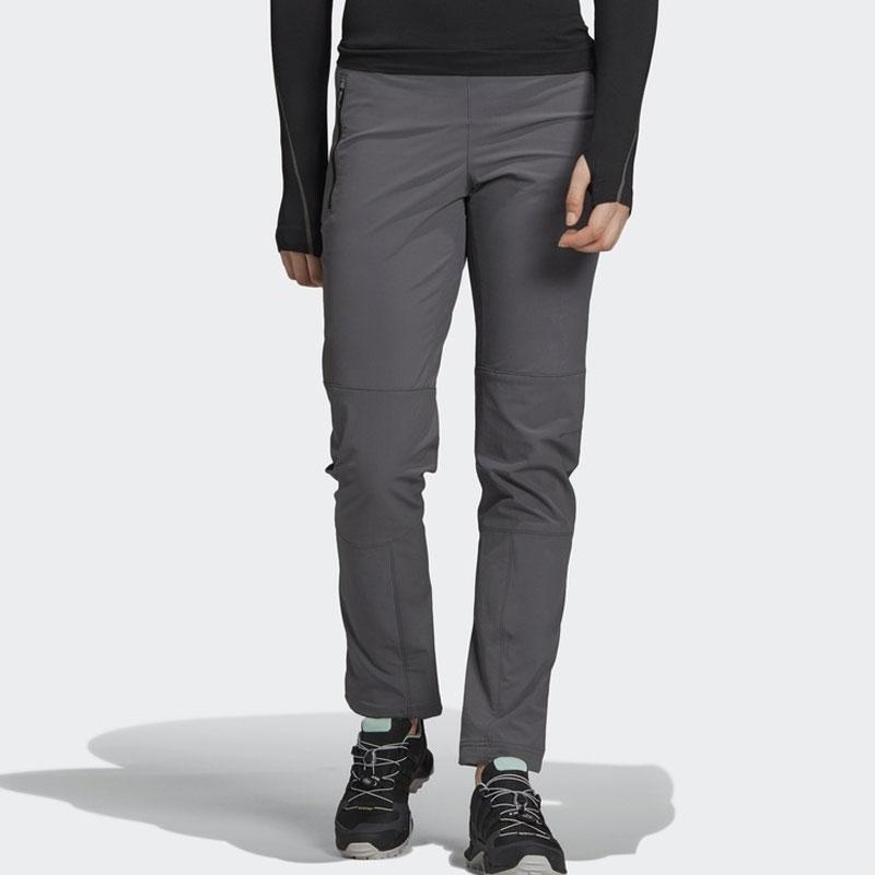 adidas Solid Color Straight Leg Outdoor Casual Pants Women Bottoms Gray EC0671