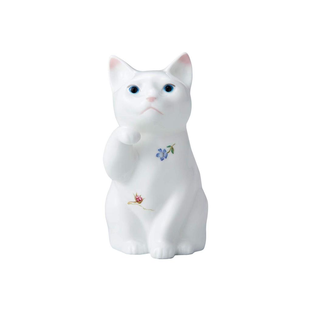 Noritake Height Width Lucky Cat Pair 2 Floral Bone China Ornament, Approx. 12cm, Approx. 6.5cm, Set, Pieces, Pattern, P45523/AC4489