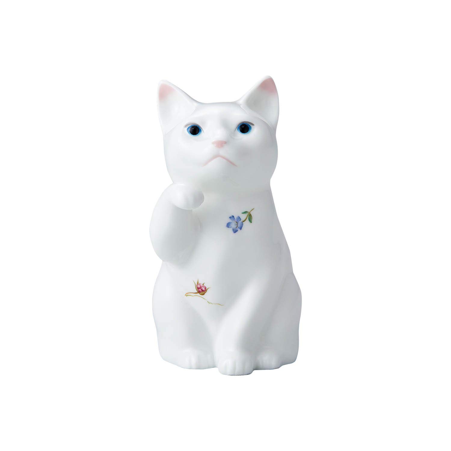 

Noritake Maneki-neko (Lucky Cat) Figurine, Approximately 12cm Tall and 6.3cm Wide, Floral Pattern (Right Hand), Bone China, T54553/AC449