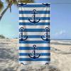 Minimalist Anchor Stripe Pattern Beach Towel, Soft Quick-Drying, Perfect For Portable Outdoor Travel, Camping And Summer Beach