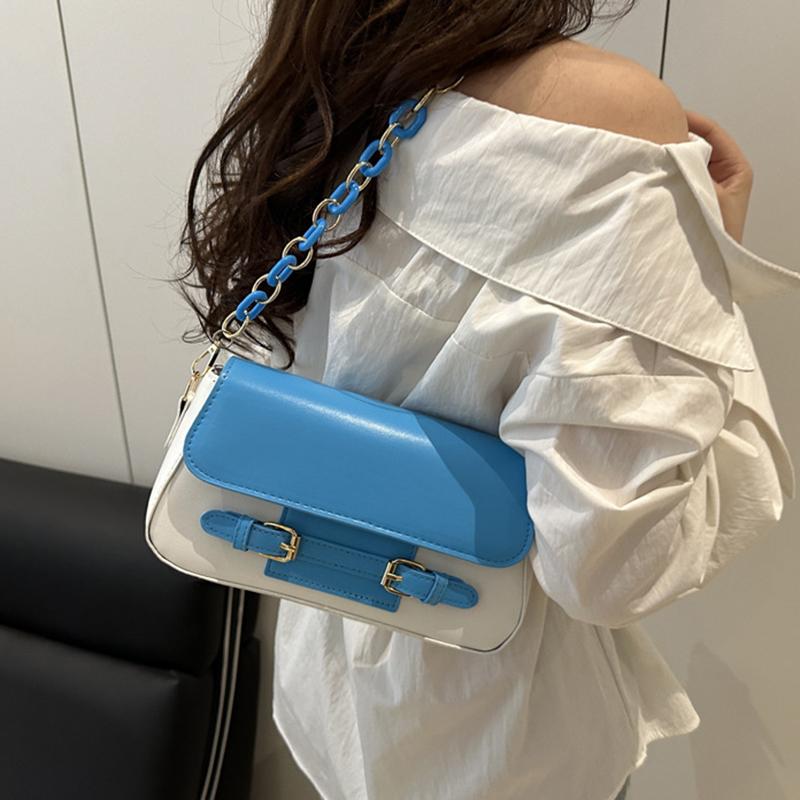 Yogodlns  New Fashion PU Leather Shoulder Bags for Women Simple Chain Handbags Crossbody Messenger Small Square Bags Casual Underarm Bag