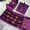 Vintage Floral Jewelry Set Women Gold Tone Red Agate Style Necklace Bracelet Ring Earrings With Zircon Accents