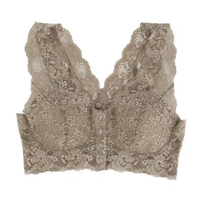 MY Breast Cancer Lace Front Hook Soft Bra Snap Button Cotton [KISS LIFE] Post-Surgery Non-Wired (Mocha, S) (kml170101c1)