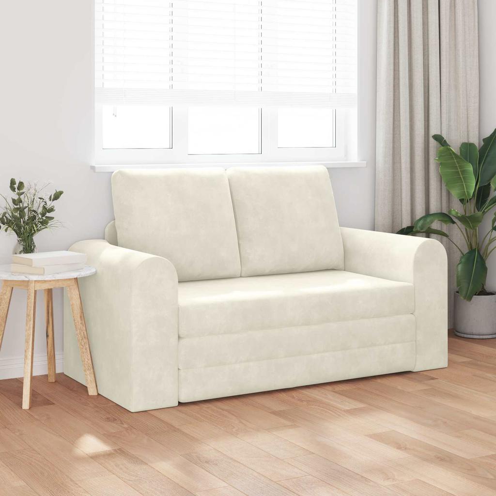 Cream Sleeper Sofa 148 X 71 X 83 Cm Velvet