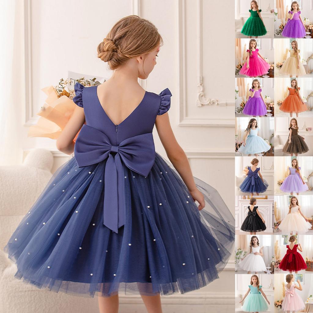Mädchenkleid Partykleid Tüll Satin Festzug Geburtstag Prinzessin Rüschenkleid
