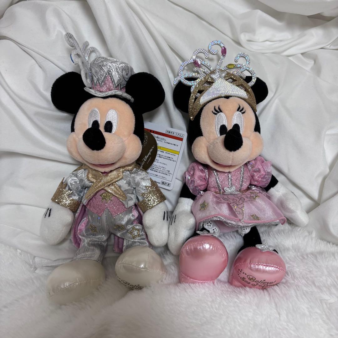 Believe Sea Dreams Plush Badge Mickey Minnie 2-Piece Set