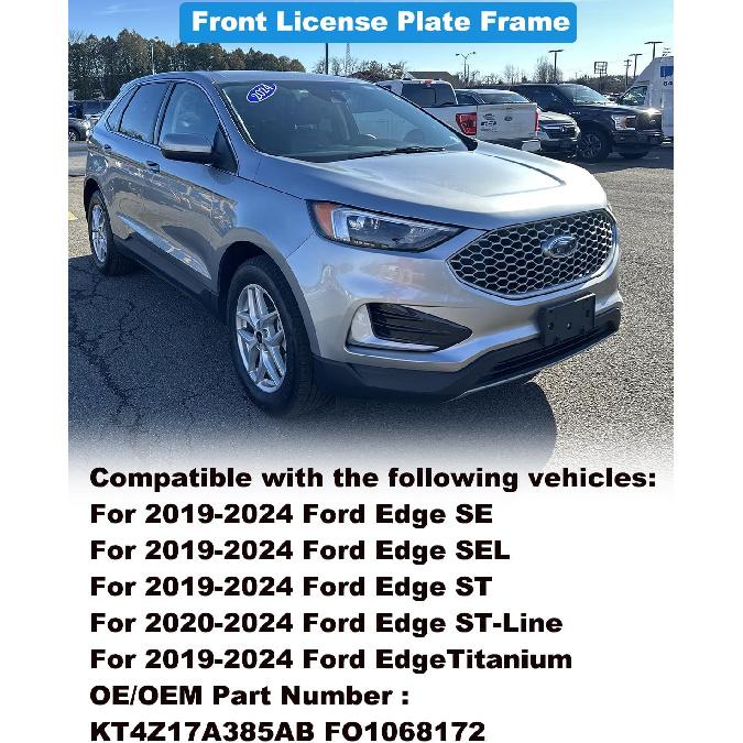 FASTCHE Front License Plate Frame Compatible with 2019 2020 2021 2022 2023 2024 Ford Edge Front Bumper License Plate Holder Mounting Bracket Replace