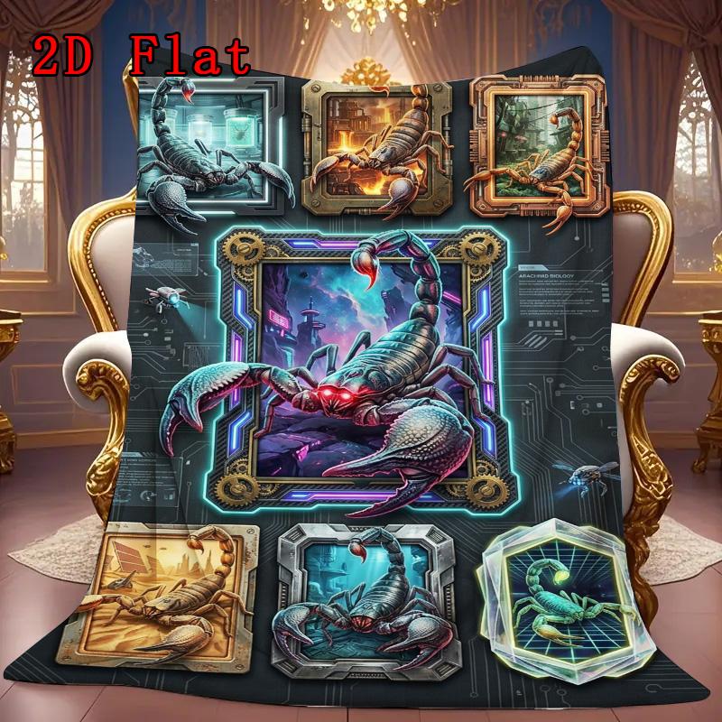 SciFi Scorpion Compilation 2D Flat Pattern Flannel Blanket, High quality All Seasons, Home Decor, Warmth and Comfort, Perfect for Christmas Gifts.
