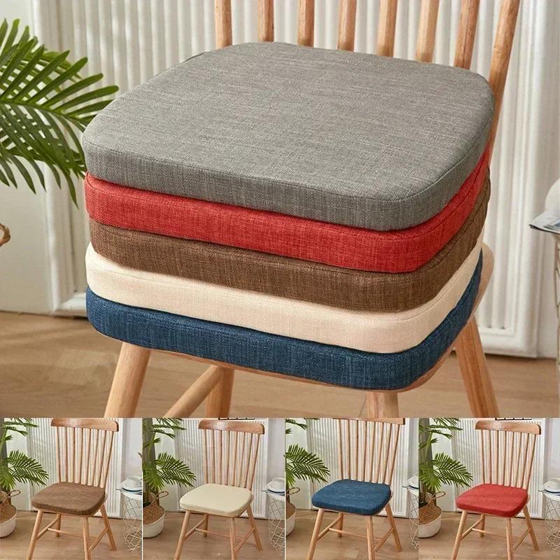Linen Memory Foam Cushion Removable and Washable Student Living Room Chair Stool Cushion Breathable Seat Cushion