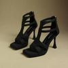 2024 Summer High Heels Women Sandals Square Toe Rome Shoes Sexy Retro Slippers Fashion Open Toe Flip Flops Mujer Slides Pumps