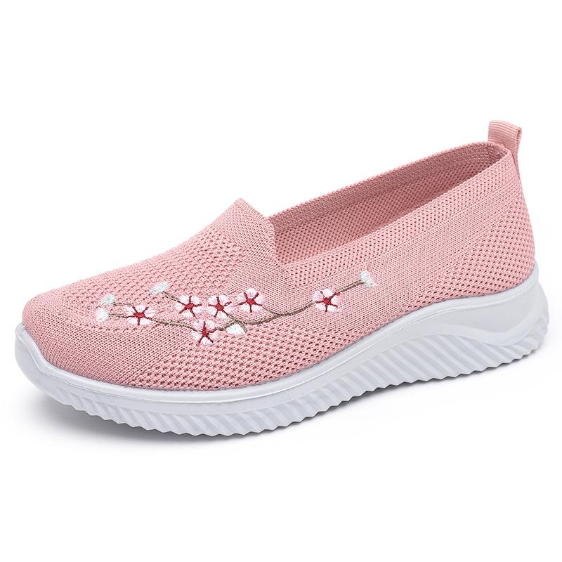 New Spring, Summer and Autumn Cloth Shoes Women's Casual Sports Embroidered Shoes Lightweight Soft Sole Middle-aged and Elderly Walking Shoes Women