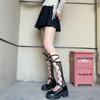 Lolita White Lace-Up Hollow-Out Mid-Calf Summer Socks
