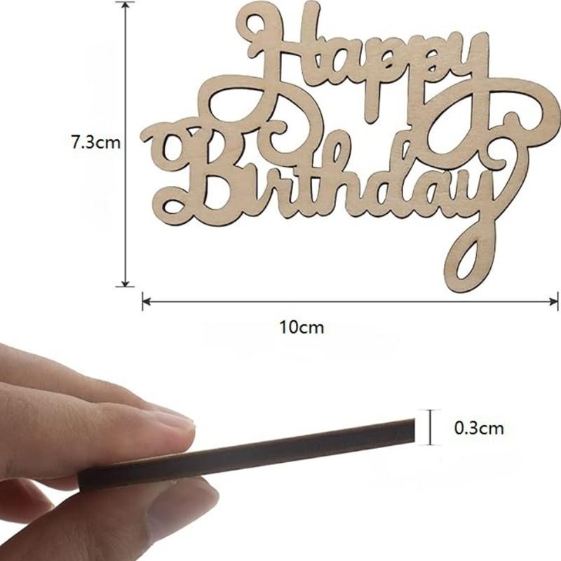 "Alles Gute zum Geburtstag" Lasergeschnittene Holzscheibe Handarbeit Buchstabenschnitzerei Holzkunst Hängeornamente Heimparty Dekoration Madera