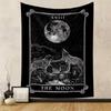 The Moon Tarot Card XVIII Tapestry Wall Hanging, Mystical Moon Card Art, Bohemian Wall Decor for Bedroom Living Room