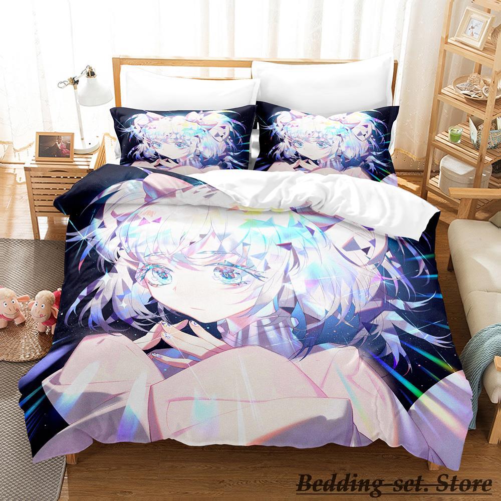 2023 Houseki No Kuni Bedding Set Cartoon Anime three-piece Set Adult Kid Bedroom Duvetcover Sets 3D Kawaii Girls Duvet Cover