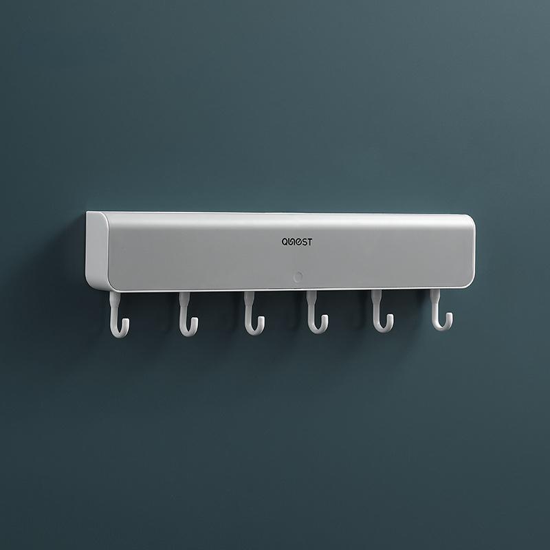 

Настенный стеллаж для хранения, ящик для хранения, дверной задний крючок для спальни, органайзер для одежды без дырокола, встроенные аксессуары для ванной комнаты серый
