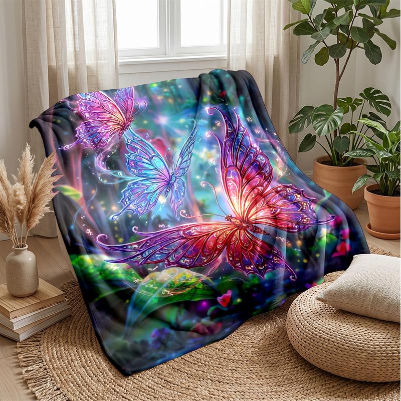 Fairy with Star Wand and Butterflies Theme blanket Lightweight Warm Flannel Blanket Decorative Throw Blanket for Home Decoration