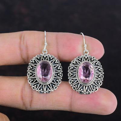 Faceted Pink Kunzite Earring Gemstone Earrings Vintage Handmade Jewelry 925 Sterling Silver Earring Designer Earring Decent Jewelry For Gift