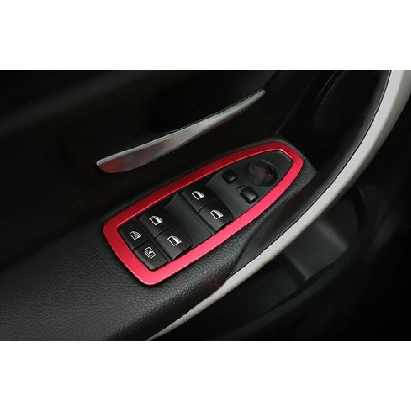 Window Lock Lift Panel Trim Frame For BMW 3 4 Series GT 2013-2019 Red Aluminum