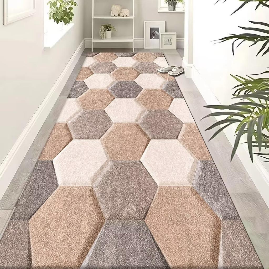 Light Luxury Style Long Carpet Household Absorbent Non-slip Floor Mat Dirt Resistant Geometric Floor Mat Decoration