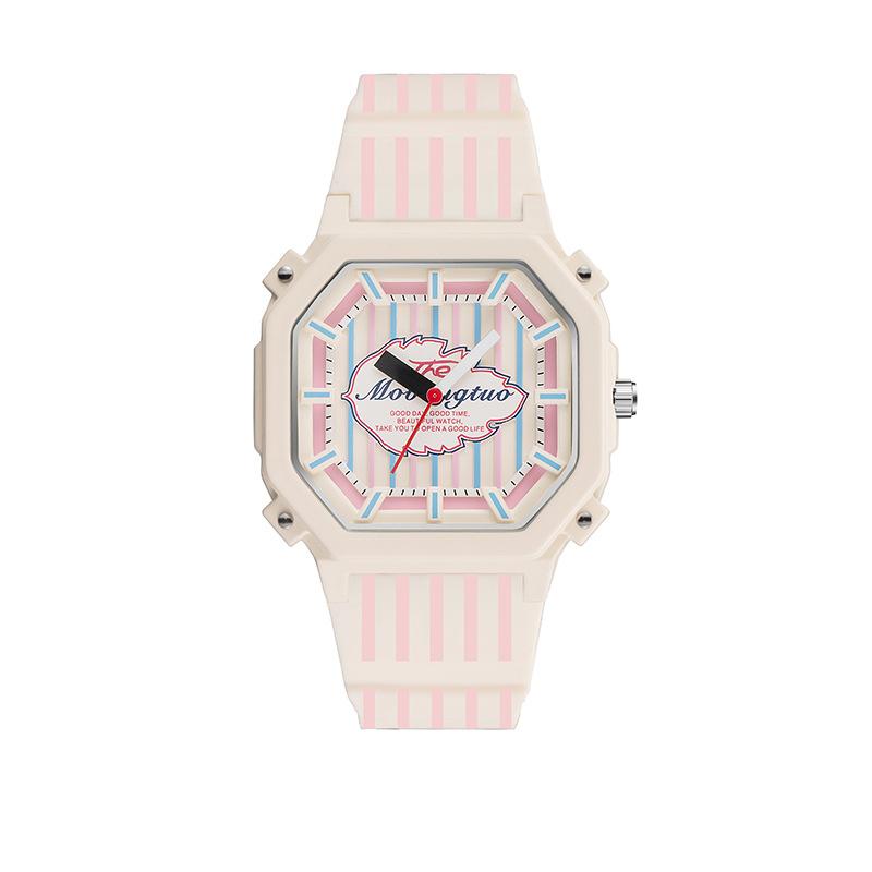 Large Dial Dopamine Trend Student Sports Watch Fashion Silicone Waterproof Ladies Watch