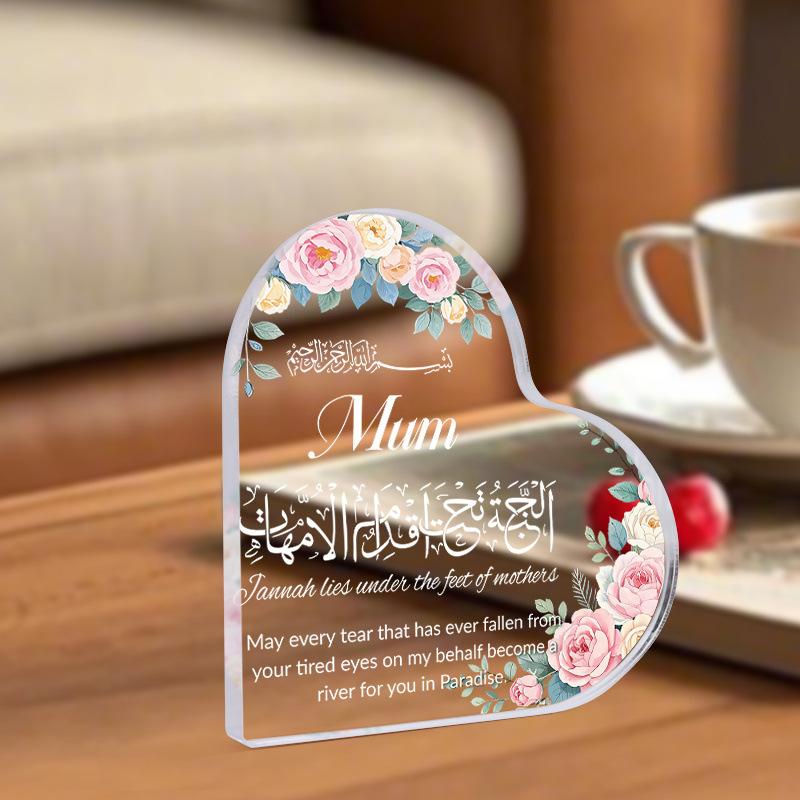 Mother's Day with Arabic Calligraphy- Acrylic Desktop Ornament, Four Seasons Decoration, Novelty Home Decor, Perfect Durable for Bedroom, Store