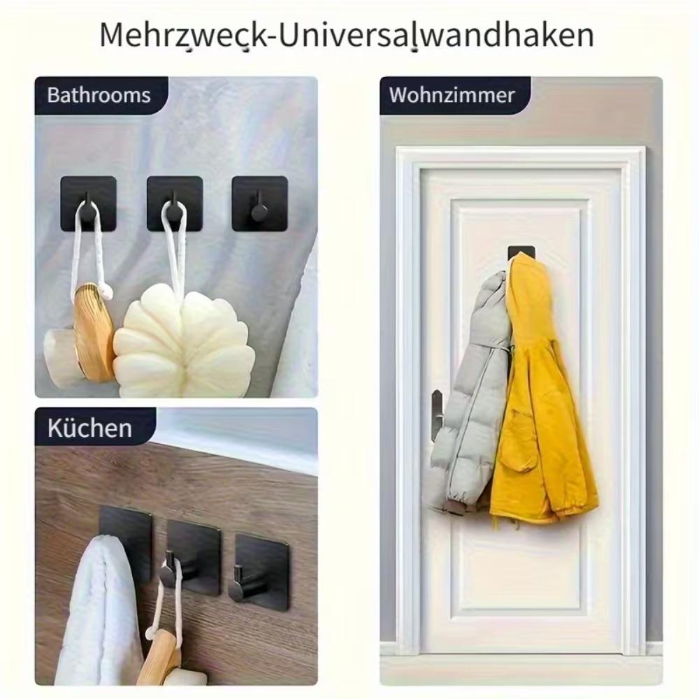 5Pcs Stainless Steel Adhesive Hooks Heavy Duty Wall Hooks Waterproof Towel Coat Hangers for Bathroom Kitchen