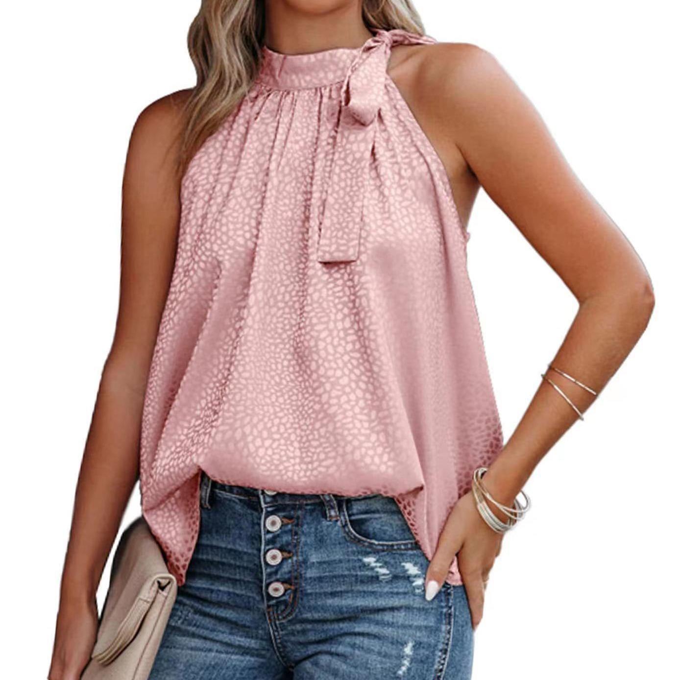 

Женский сплошной цвет, свободный пуловер с v-образным вырезом, повседневный топ без рукавов, большие размеры XS розовый