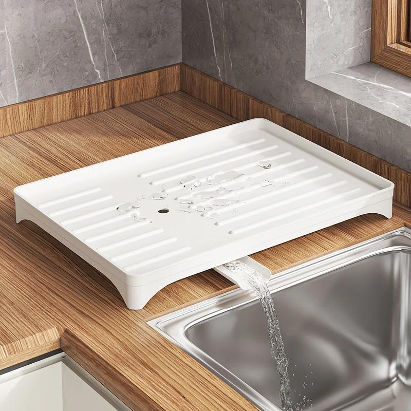 

Plastic dish drying rack with automatic drainage tube, compact countertop dish drainer for kitchen RV apartment, clearance find білий