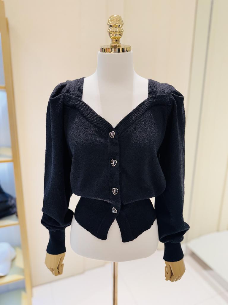 BLUE LABEL Heart Button Point Puff Cardigan