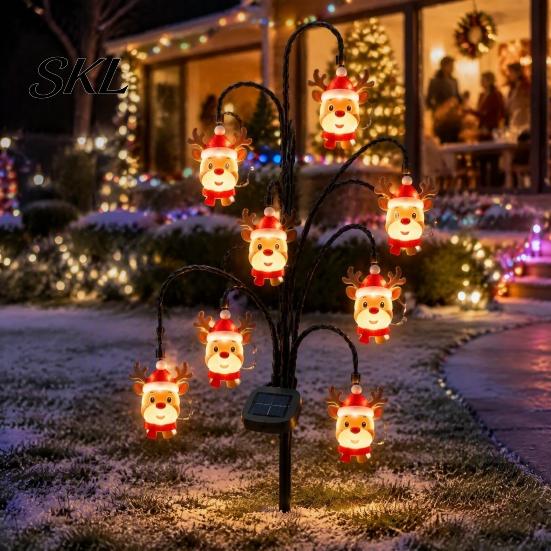 Festive Driveway Lighting Solutions Solar Christmas Tree Stake Lights, Outdoor Waterproof LED Pathway Garden Gifts for Homeowners Lamps Yard
