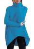 Women's Irregular Hem High Neck Pullover Long Sleeve Knit Sweater