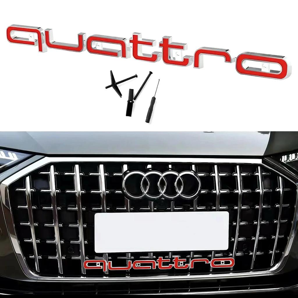 For 108a car front grille quattro badge suitable for S4 S5 RS3 RS4 RS6 A3 A4 A5 A6 A6L A7 A8 Q3 Q5 Q7 S3 Q1 Q2 A1a108