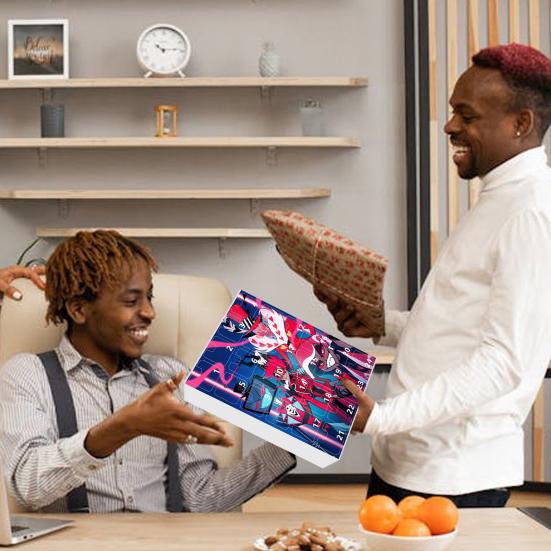 Hazbin Hotel Advent Calendar 24 Day Christmas Countdown Box with Unique Window Design Multifunctional Holiday Decoration for Kids Rooms Houses Cars