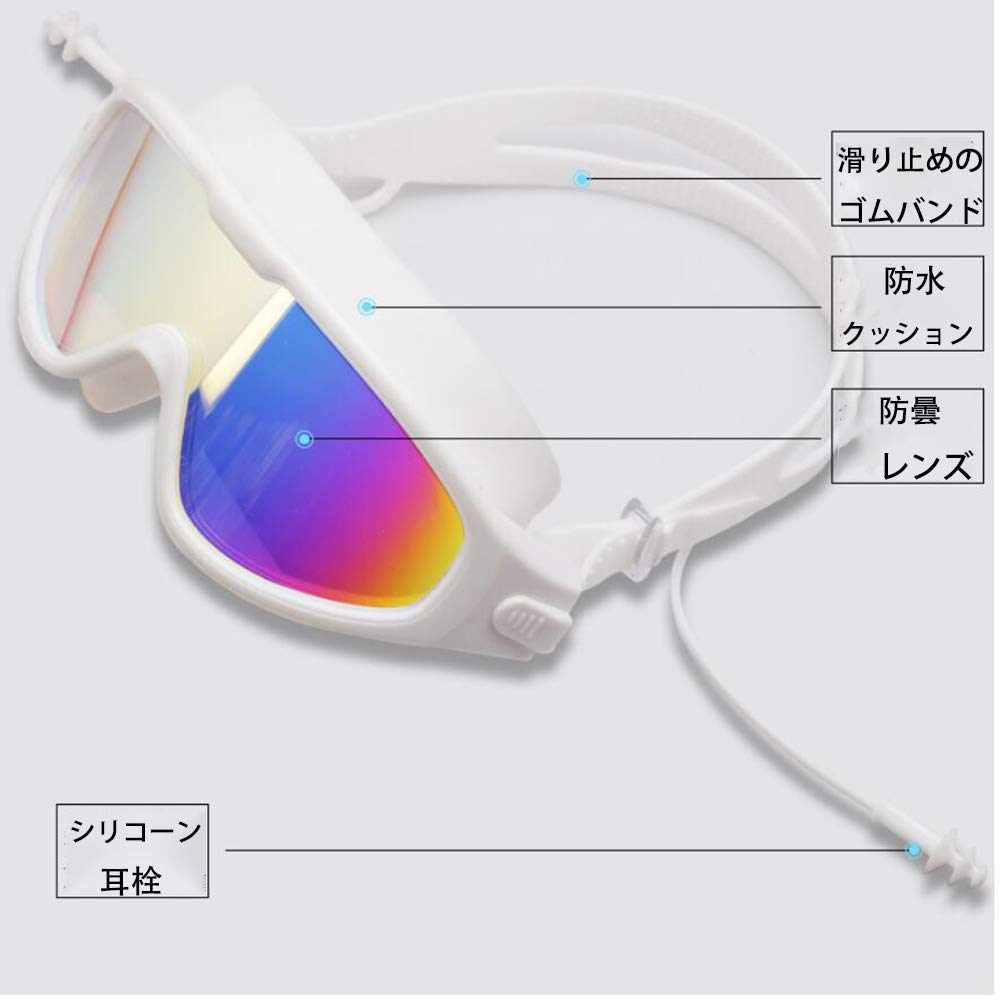 Swimming Goggles for Adults with UV Adjustable Wide Field of Large for Pool Use [ZSZY] Earplugs, Fog-Free, Protection, Fit, Clear, View,