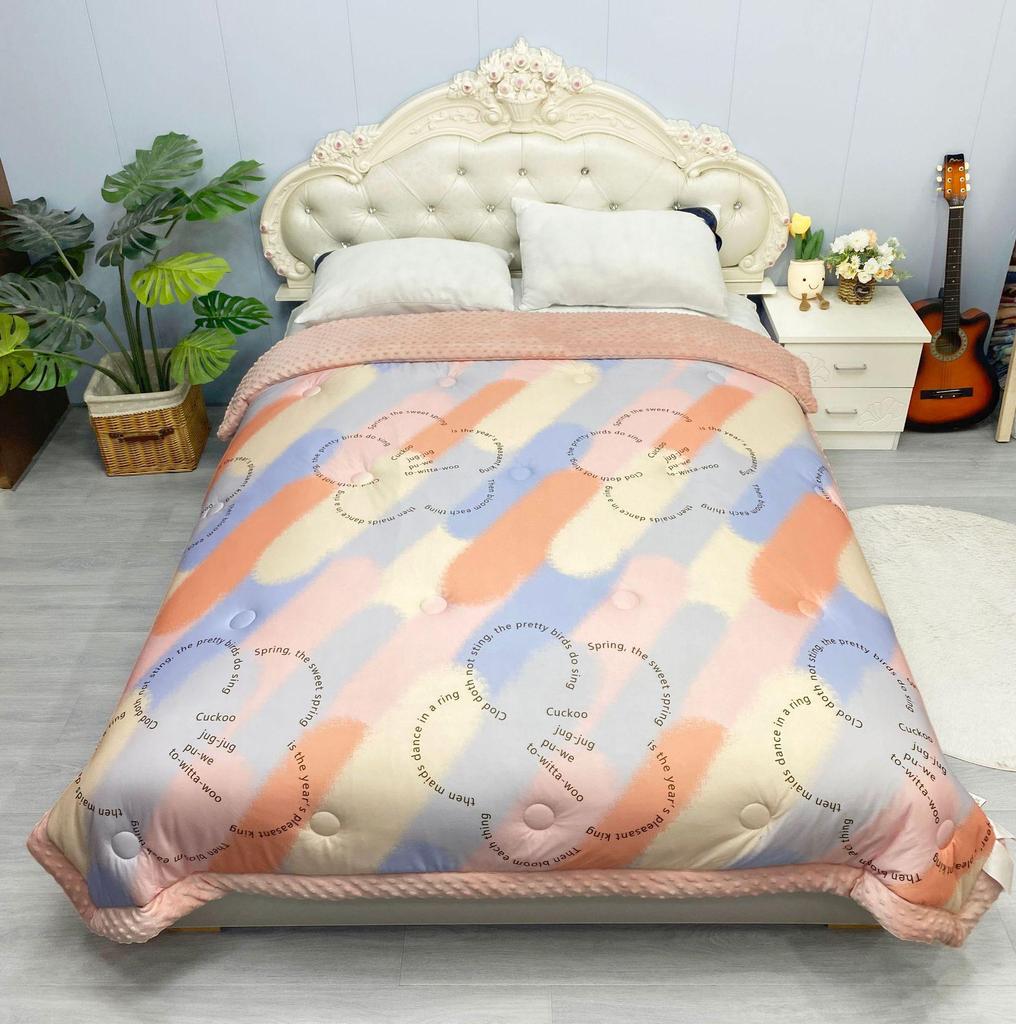 Cozy Winter French Knitted Cotton Blanket - Machine Washable, Warm, Skin-Friendly, Thickened Fleece Quilt