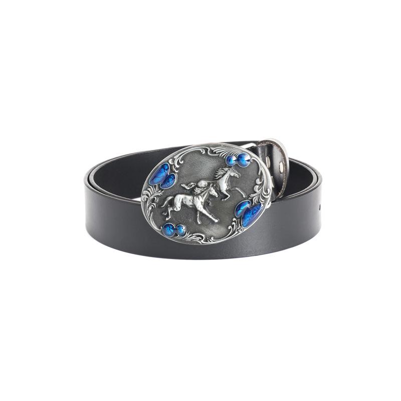 Men's Retro Punk Metal Buckle Leather Belt