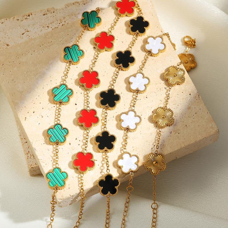 Exquisite 304L Stainless Steel Flower Bracelet For Women Golden Plum Blossom Temperament Bracelet Workday Jewelry Gift