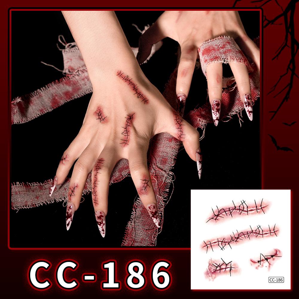 Nuovi Tatuaggi Impermeabili di Halloween Horror Cicatrice Faccia - Adesivi Trucco Opachi per Feste Festival