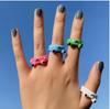 Glow Frog Resin Ring Colorful Acrylic Frog Rings Personality Animal Cartoon Cute Finger Ring Animal Jewelry Girlfriends Gifts