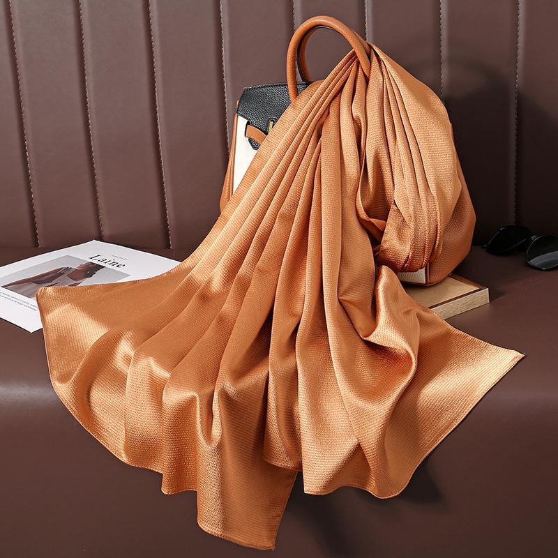 Solid Color Luxury Fashion Women Hijab Scarf Long Silk Soft Comfortable Scarves Shawl Muffler Neckerchief Outdoors Bandanna Lady