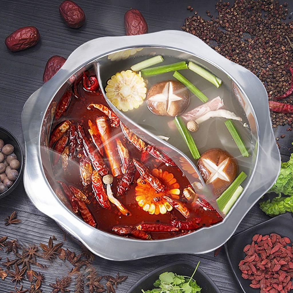 Stainless Steel Double Flavor Hot Pot Thickened Base for Restaurant Home Induction Cooker