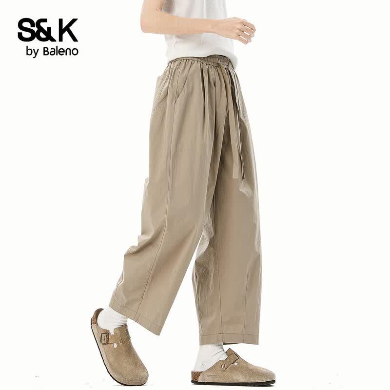 Baleno S&K Men's Cotton Drawstring Straight-Leg Casual Pants