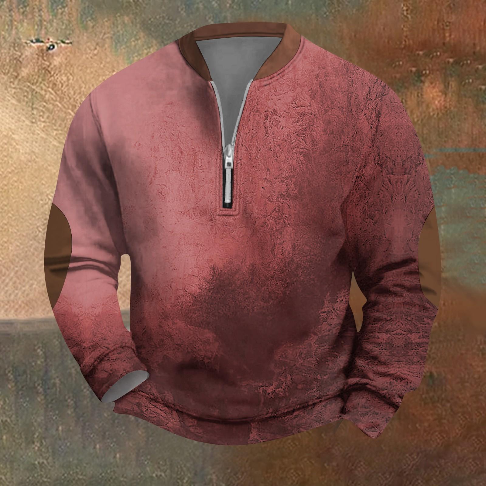 

Мужская ретро повседневная толстовка на молнии модный принтованный спортивный пуловер XL красный