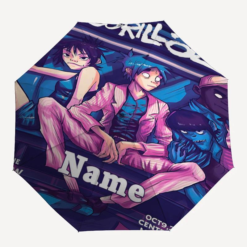 

1PC Gorillaz Concert Custom Name Automatic Open/Close, 8-Rib Durable Frame Compact Travel Umbrella for Men & Women D1222044
