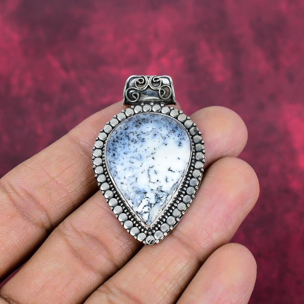 Dendrite Opal 925 Solid Sterling Silver Pendant, Handmade Gemstone Jewelry Pendant Gift For Birthday