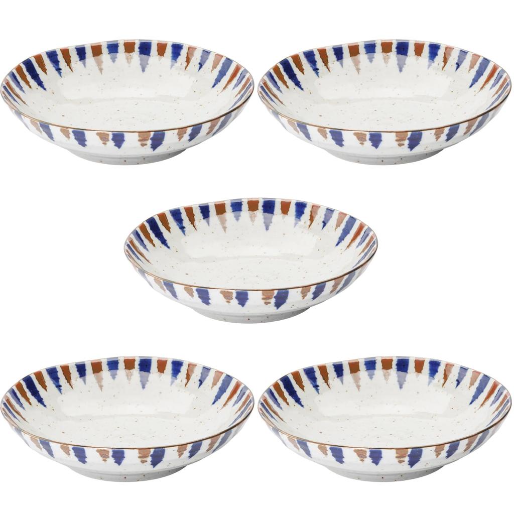 Mino ware dinnerware set of including a shallow a deep and a approximately 21cm in microwave and dishwasher made in product number 564608 "Fuchi
