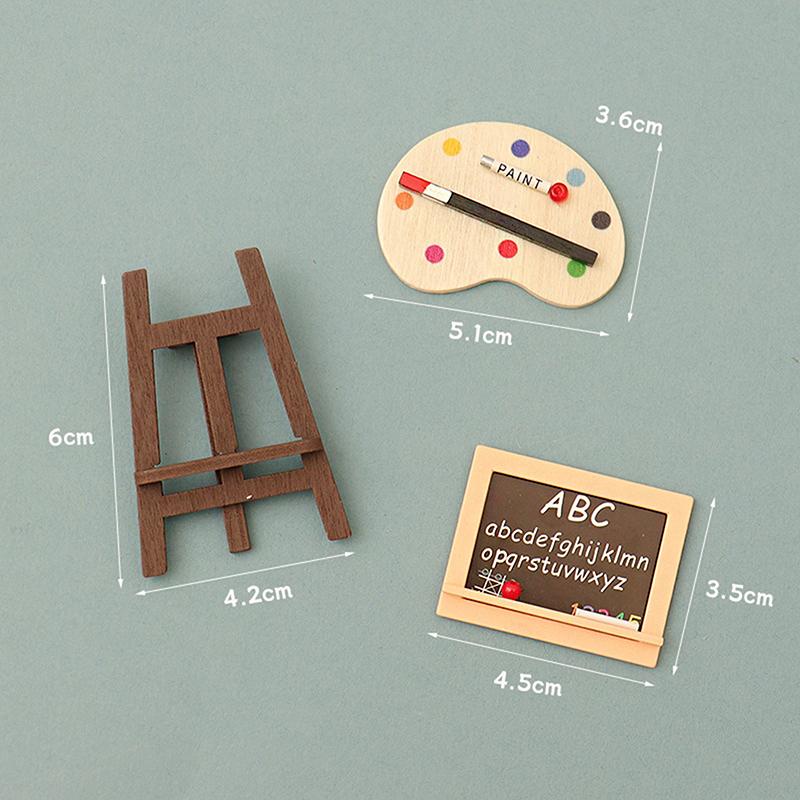 1 Set Mini Chalkboard Model Small  Wood Painting Easel Toys Dollhouse Furniture Miniature Accessories