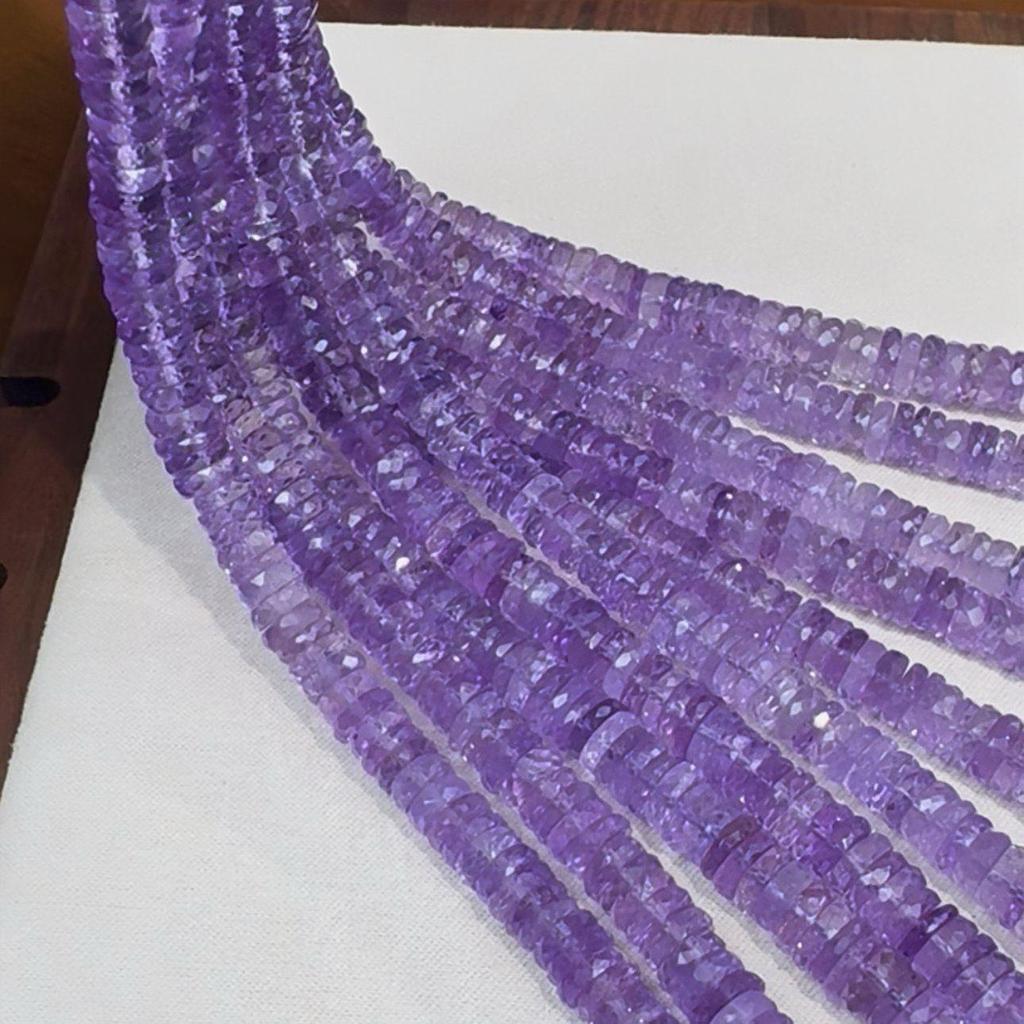 Natural High-Quality Faceted Amethyst Abacus Bead Necklace/Bracelet
